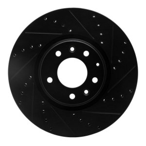 Mazda 6 Brake Rotor (1) - Front Right - R1 Concepts - Drilled & Slotted - Black - `06-`07